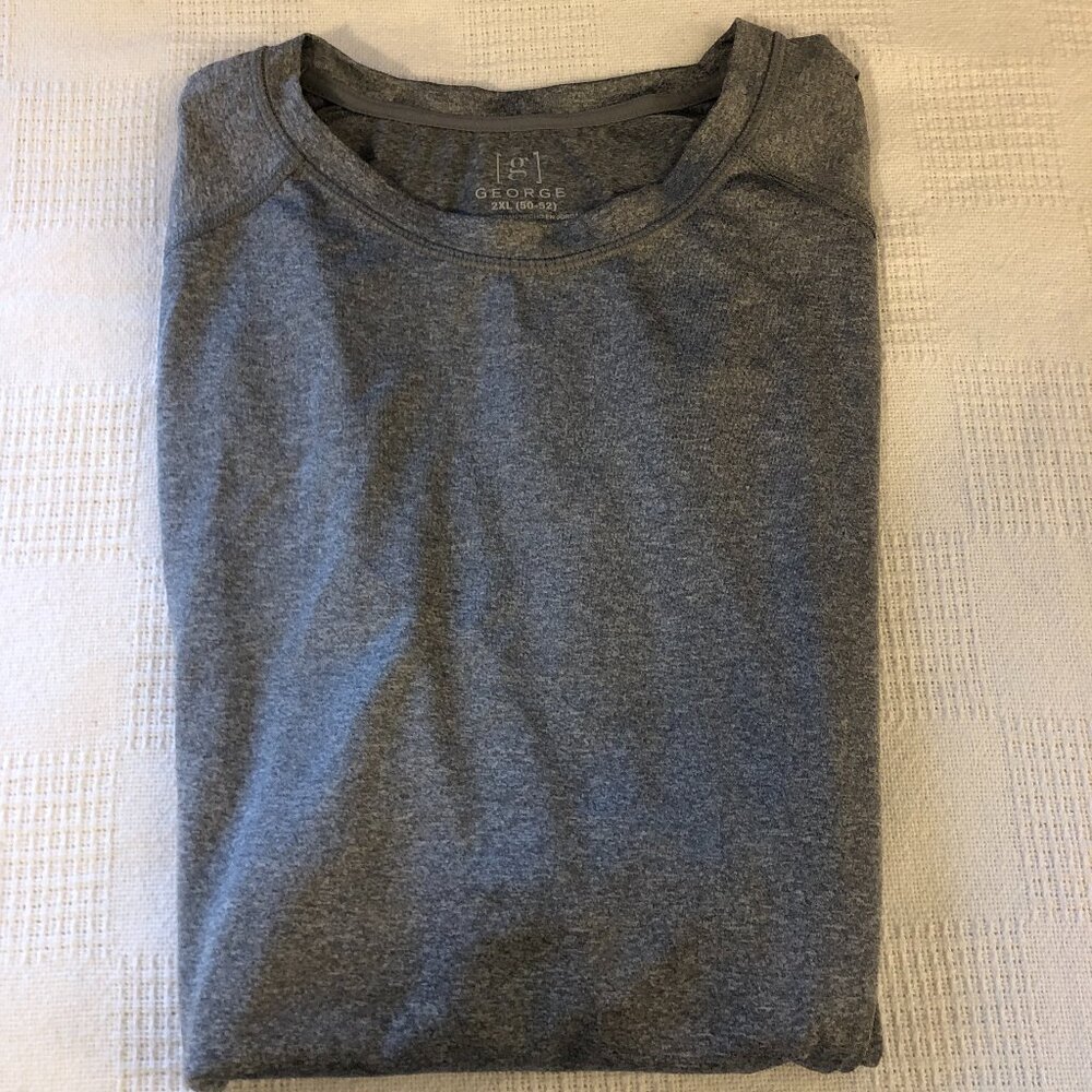 GEORGE T-Shirt Mens 2XL 50-52 Moisture Wicking Gray Crew Neck Short Sleeve B83